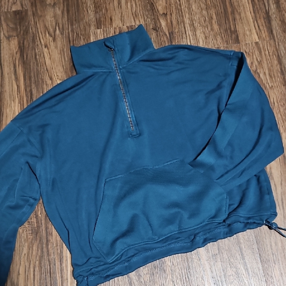 Danskin Teal Quarter Zip Pullover Sweatshirt Size Medium